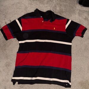 Polo by Ralph Lauren Men's Red and Black Striped Polo
